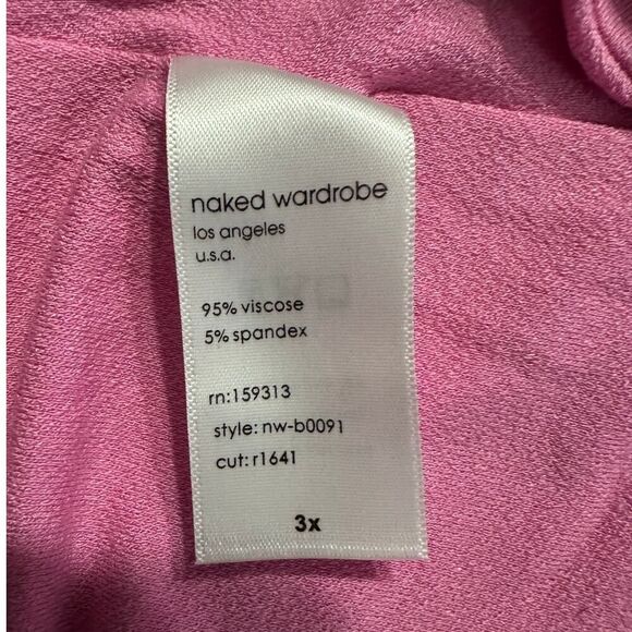 Naked Wardrobe Sculpt‎ Side Bodysuit Women's Plus 3X Pink Thong One Shoulder NWT - Picture 4 of 8